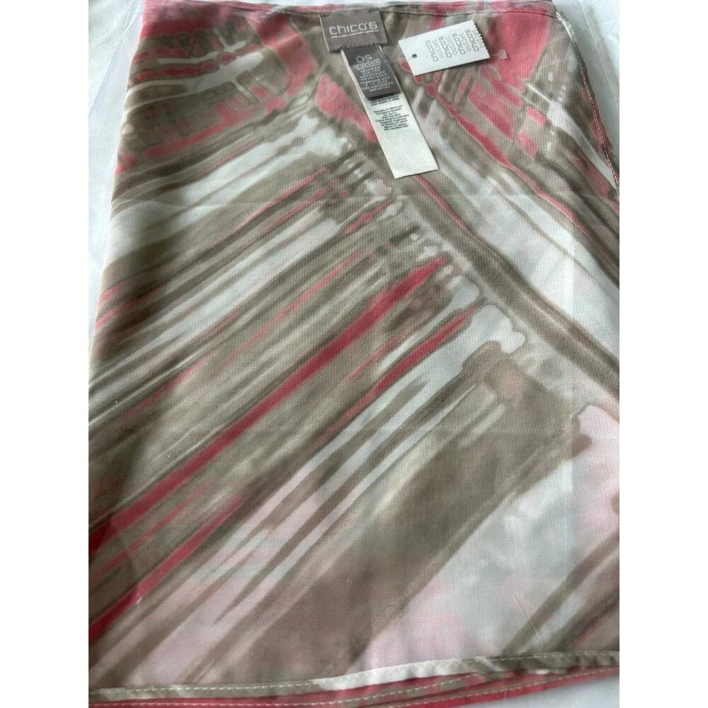 Chico's Vibrant Pink and Beige Scarf
